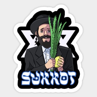 Happy Sukkot Lulav and Etrog Jewish Celebration Sticker